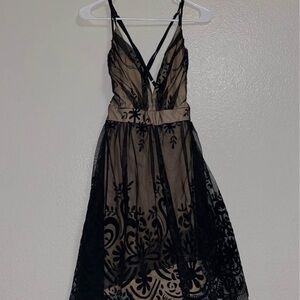 Elegant Black Lace Overlay Dress
